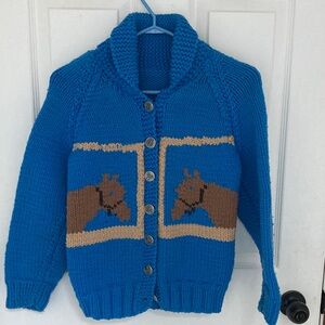 vintage knit childs sweater with horse design